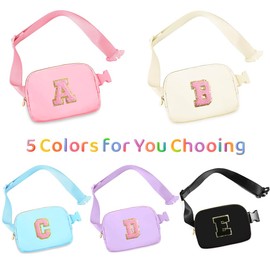 Birthday Gifts for 6 7 8 9 10 11 12 13 15 18 Year Old Girls, Initial Letter Waist Fanny Packs Crossbody Bag Belt Bag Cute Trendy Preppy Stuff for Kids Teens Women (F, Black)