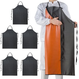 ETBOL Chemical Resistant Vinyl Apron - Black Plus Size Unisex PVC Aprons for Dishwashing,Dog Grooming,Fish Cleaning,Lab Work(5 Pack)