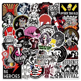Rock Band Stickers, Pack of 108 Classic Rock Stickers, Rock Band Punk Sticker Set, Heavy Metal Punk Music Band Sticker Bomb, Vinyl Waterproof Sticker for Guitar, Laptop, Skateboard, Luggage
