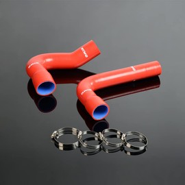 PIT66 Silicone Radiator Hose Kit Compatible with 1967 1968 1969 1970 Ford Mustang/Falcon/Fairlane V8 Red