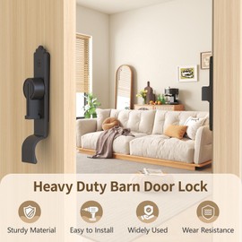 YogePote 90 Degree Barn Door Lock and Latch, Heavy Duty Flip Gate Latch with Handle for Garden, Bathroom, Sliding Screen, Shed Doors, Window (Black - 1pc)