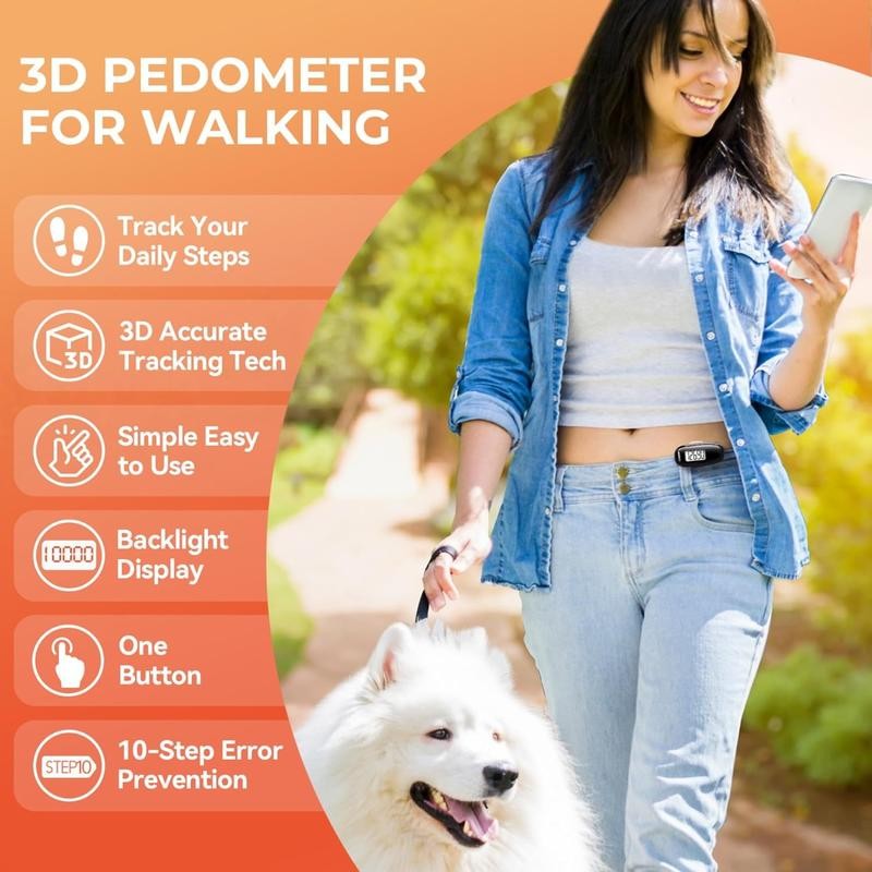 3D Pedometer for Walking, Simple Walking Step Counter with Removable
