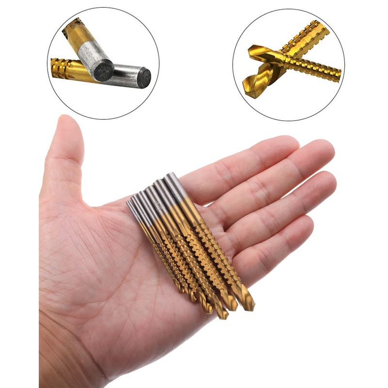 Rocaris 6 Pack Titanium Coated HSS Twist Drill Bits, 3-8mm