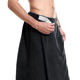 Men Boys Soft Wearable Bath Towels Elastic Band Adjustable Body Wrap Towel High Hydroscopicity Bathroom Gym Pool Beach Spa Bathing Shower Cover Up Wrap Around Towel with Pocket