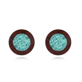 Wood Earrings Sterling Silver Wood Turquoise Stud Earrings Unique Natural Minimalist Jewellery Gifts for Women Men