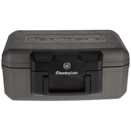 SentrySafe Fireproof Safe with Key Lock, Chest Lock Box for Home or Travel Secures Money, Documents, 0.18 Cubic Feet, 6.1 x 14.3 x 11.2 Inches, 1210 | SentrySafe