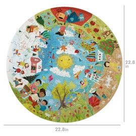 boppi Seasons Round Jigsaw Puzzle with 100% Recycled Card Spring Summer Autumn and Winter Scenes 150 Pieces for Children 5 6 7 8 Years 58cm Diameter