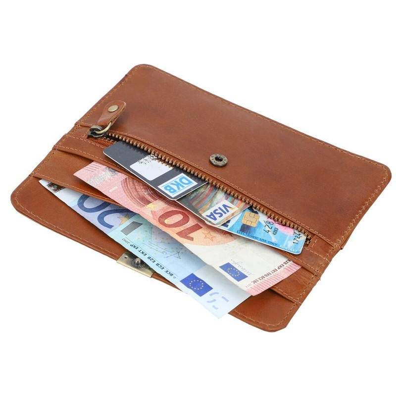 Gusti Rani Leather Wallet Purse Clutch Women's Vintage Leather Brown