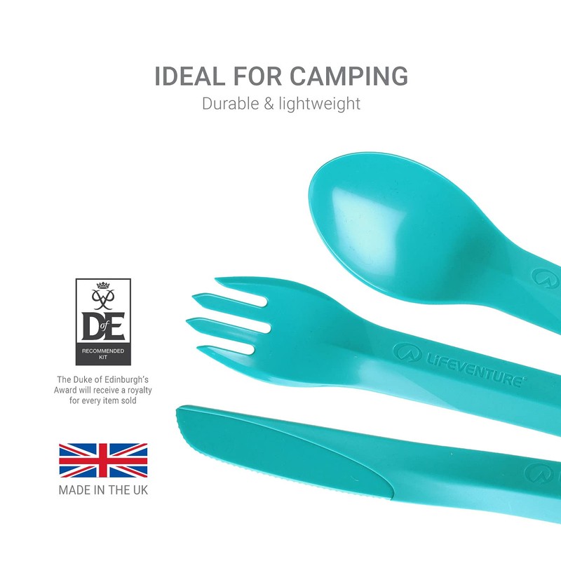 Lifeventure Ellipse Plastic Interlocking Cutlery Set For Camping, Travel &