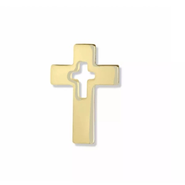 N/A GOLD PIERCED CROSS ON CROSS LAPEL PIN