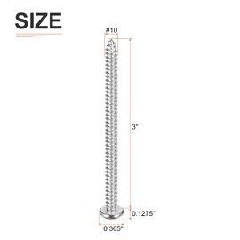 DTGN #10x3 Silver Screws - 100Pack - 304 Stainless Steel Pan Head Phillips Sheet Metal Screw Self-Tapping Screw Wood Screws Screw