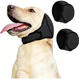 2PCS Orejeras Ajustables para Perro, Muffs de Oído de Perro y Sin Sacudir Oreja Envoltura. Capucha de Protección para Orejas, Alivio de La Ansiedad por Ruido (Gris+Gris, M)
