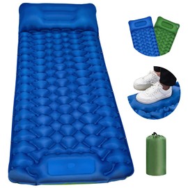 Sleeping Mat Camping Self-Inflatable, Ultralight Inflatable Sleeping Mat with Foot Press Pump 10 cm Thickened Waterproof Air Mattress for Outdoor Use, Foldable Sleeping Mat for Travel, Hiking 195 x 68
