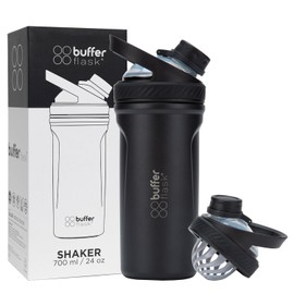 Buffer Flask - Shaker Acero Inoxidable, Mezclador de Proteina, Termo Shaker para Bebidas, Incluye Tapa con Agitador Silencioso, Ideal para Gym, Pre...