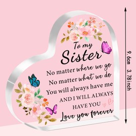 SDOFY Sister Gifts from Sister, Sister Birthday Christmas Gifts for Friend Besties Acrylic Plaque Gifts for Sisters