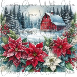 Handmade 20oz Skinny Tumbler Sublimation Transfer Christmas Poinsettia Ready To Press