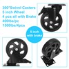 PRITEK 5 inch Caster Wheels Bearing 1800lbs 4 Pack Heavy