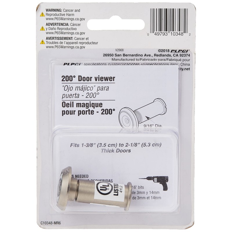 Prime-Line 0.56 in. Dia. 200 deg. Satin Nickel Brass Door