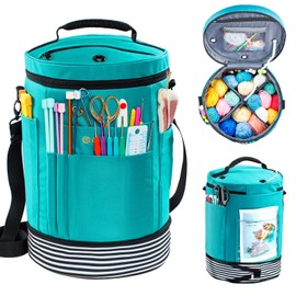 MYBAGZING Expandable Yarn Storage Organizer, Crochet Bag & Yarn Tote with Zipper Closure, Yarn Holder for Crocheting and Knitting for Yarn Skeins, Hooks, Needles,Accessories – Gift for Crafters