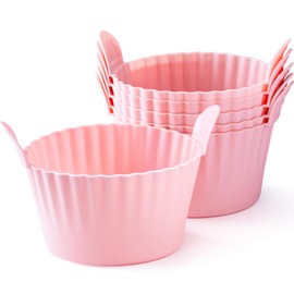 Bakecat Large Muffin Cases & Ramekins for Air Fryer - Egg Mould, Pack of 6, Pink