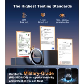 TORRAS TOP 9H+ Glass for 16 Pro Max/16 Pro Lens Protector [Military Grade Shatterproof & Longest Durable] Camera Lens Protector 16 Pro/ 16 Pro Max Tempered Glass, Black