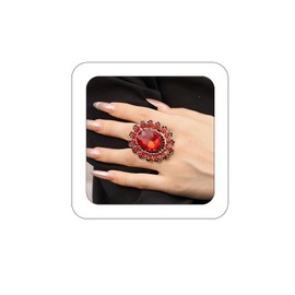 Yheahin Vintage Big Oval Crystal Ring for Women Gold Rhinestone Flower Rings Open Finger Adjustable Crystal Leaf Statement Ring Jewelry for Bridal Wedding, Metal Crystal Rhinestone, Crystal