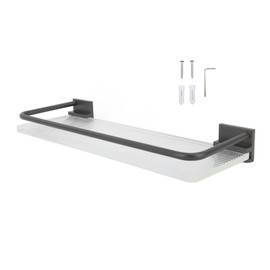 30cm Bathroom Wall Mounted Shelf Space Aluminum Acrylic Towel Rack Bathroom Storage Rack Grey