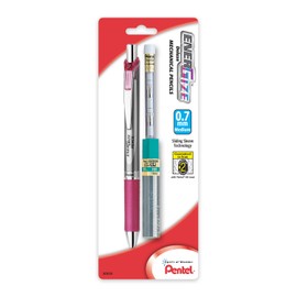 Pentel EnerGize Automatic Pencil with Lead and Erasers, 0.7mm, Assorted, 1 Pack (PL77LEBP)