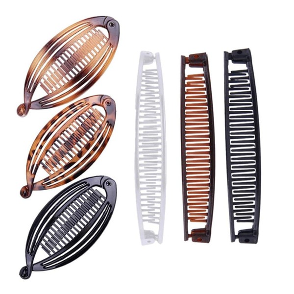 6 Stück Bananen-Haarspangen, Bananen-Haarspangen, Haarkamm, für Pferdeschwanz, für mitteldickes Haar,