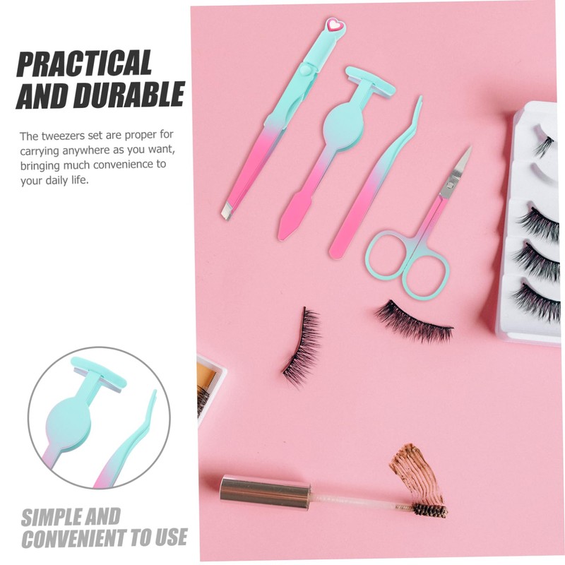 OHPHCALL 1set Portable Eyebrow Tweezers Kit Grip Tweezers for Lash