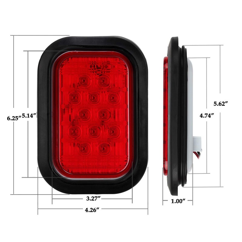 Partsam 6Pcs 5x3 Rectangle Stop/Turn/Tail & Backup/Reverse Truck Trailer Hitch