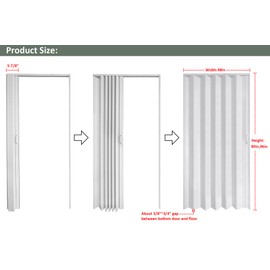 DIYHD 48X96in White Accordion Door for Interior,PVC Folding Closet Door,Include Door and Mounting Hardware,Handle,Latch