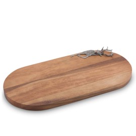 Vagabond House Bar/Wood Cheese Board with Metal Stag/Elk Accent Artisan Designed Handcrafted for Refined Cabin Lodge Mountain Decor Heirloom Quality 16.5 inch x 9 inch .75 inch Thick
