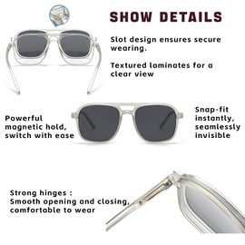 Chakralux 5 Pcs Pair Eyewear Magnetic Clip On Sunglasses Interchangeable Polarized Tinted Lenses for Men and Women Unique Gift Stick-on Trendy Fashion Magnetic Sunglasses, Five-in-one Magnetic Glasses