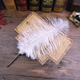 Ostrich Feather Quill Ballpoint Pen, Black Ink Writing Quill Pen for Office School Supplies Wedding Signature Pen Birthday Gift (1*Ostrich Feather ballpoint pen)