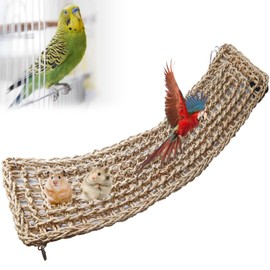 85 x 18 cm Bird Seagrass Mat, Budgie Accessories, Bird Hammock with Hooks, Bird Cage Accessories, Bird Seagrass Mat, Climbing Rope Ladder Chew Toy for Cockatiel, Hamster, Guinea Pig