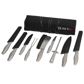 Ross Henery Professional Japanese Style Premium Stainless Steel 9 Piece Chefs Knife Set with Protective Sheaths in Canvas Carry Case