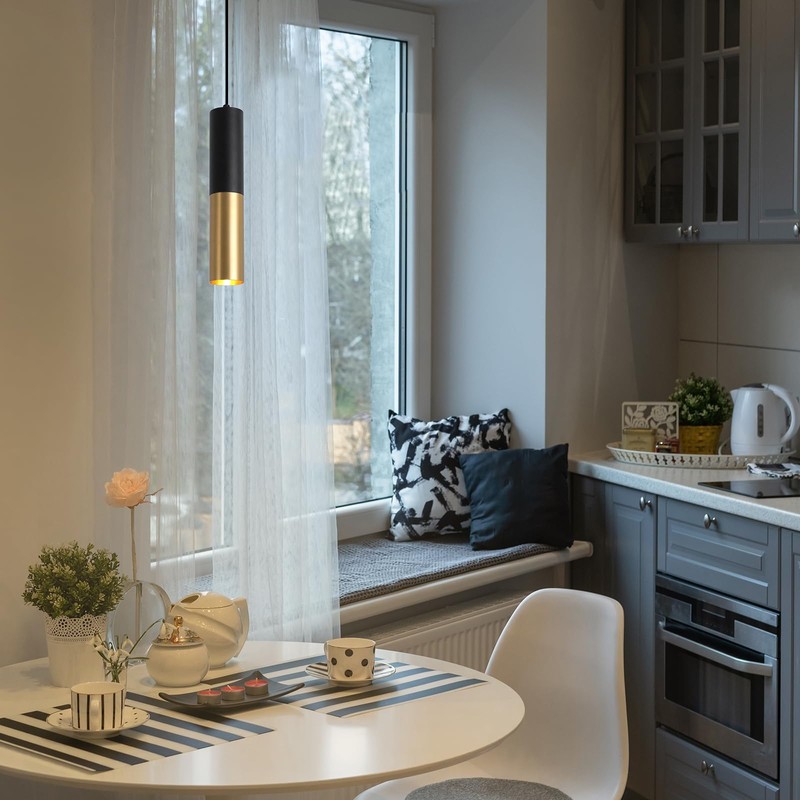 Omgomne Modern Pendant Light Fixture Kitchen Island,1-Light Black Gold GU10