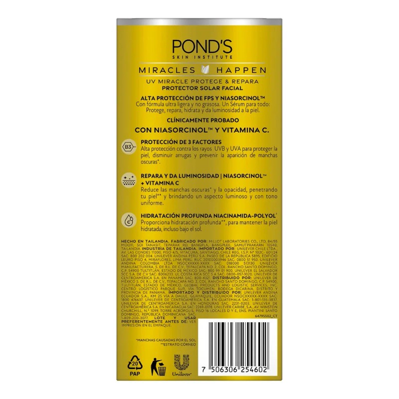 Pond’s UV Miracle Bright Serum Protector Solar Facial Día FPS
