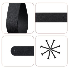 Shonmogar Curtain Rod Holders,Set of 8 Leather Curtain Rod Brackets with Screws,PU Curtain Rod Hangers Stylish Black Leather Straps Hooks for Wall Pole Macrame Boho Art Décor