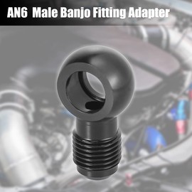 X AUTOHAUX Fuel Banjo Fitting 6AN Male Flare Adapter Fuel Line Adapter Connector for Car 9/16-18 Screw Diameter 12mm Black 2pcs