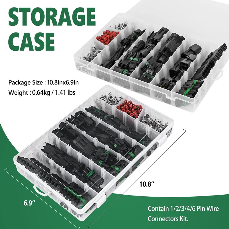 367Pcs 20 Kits Waterproof Automotive Electrical Connectors 1/2/3/4/6 Male&Female Pin