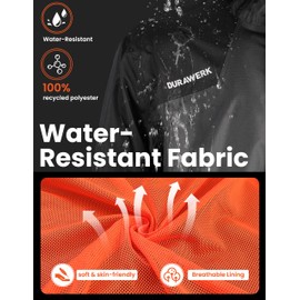 DURAWERK Water Resistant Jackets for Men Lightweight Windbreaker Jacket Hooded Mens Rain Jacket & Work Jackets for Men