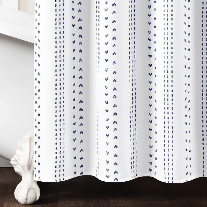 Lush Decor Hygge Stripe Shower Curtain, 72" x 72", Navy