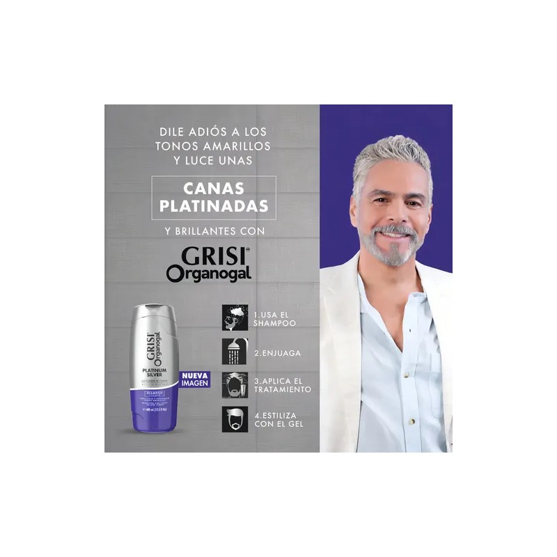 1pz Shampoo Grisi Organogal Silver Canas De 400ml