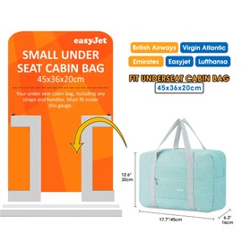 for Easyjet Airlines Cabin Bag 45x36x20 Underseat Foldable Travel Duffel Bag Holdall Tote Carry on Luggage Overnight for Women and Men 25L (Thick Series Mint Green)