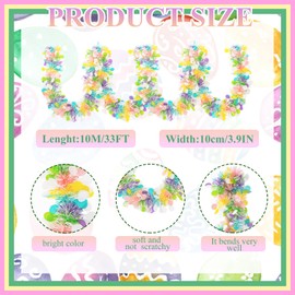 Gloreyan 33FT Easter Tinsel Garland Colorful Easter Egg Metallic Twist Tinsel Garland with Confetti Spring Hanging Tinsel Garland Decoartion for Easter Tree Stair Mantle Party Supplies