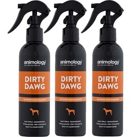 Animology Dirty Dawg Pup Shampoo – No-Rinse Cleaning Shampoo for Dogs – Pet Shampoo for Puppies – With Signature Scent, Vitamins and Conditioner – Mild, Balanced PH Formula, 250ml (Pack of 3)