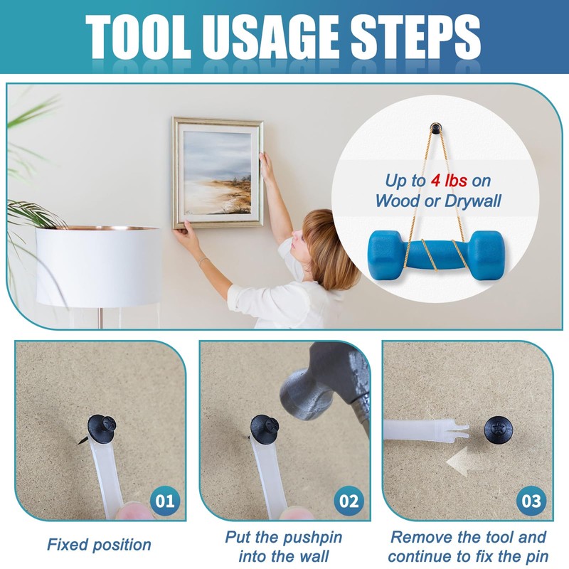 50 Pack Double Headed Picture Hanging Nails – Renter Friendly