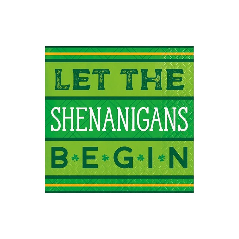 Shenanigans St. Patrick's Day Beverage Napkins, 48 Count